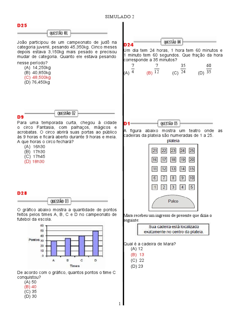 Simulado 2, PDF, Lazer